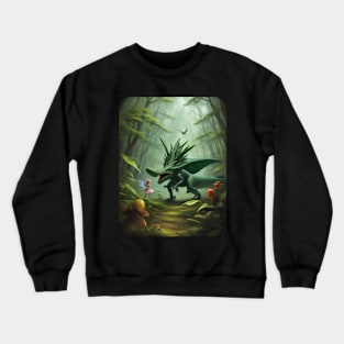 Fairy and Dinosaur meet up in the Forest, Crewneck Sweatshirt